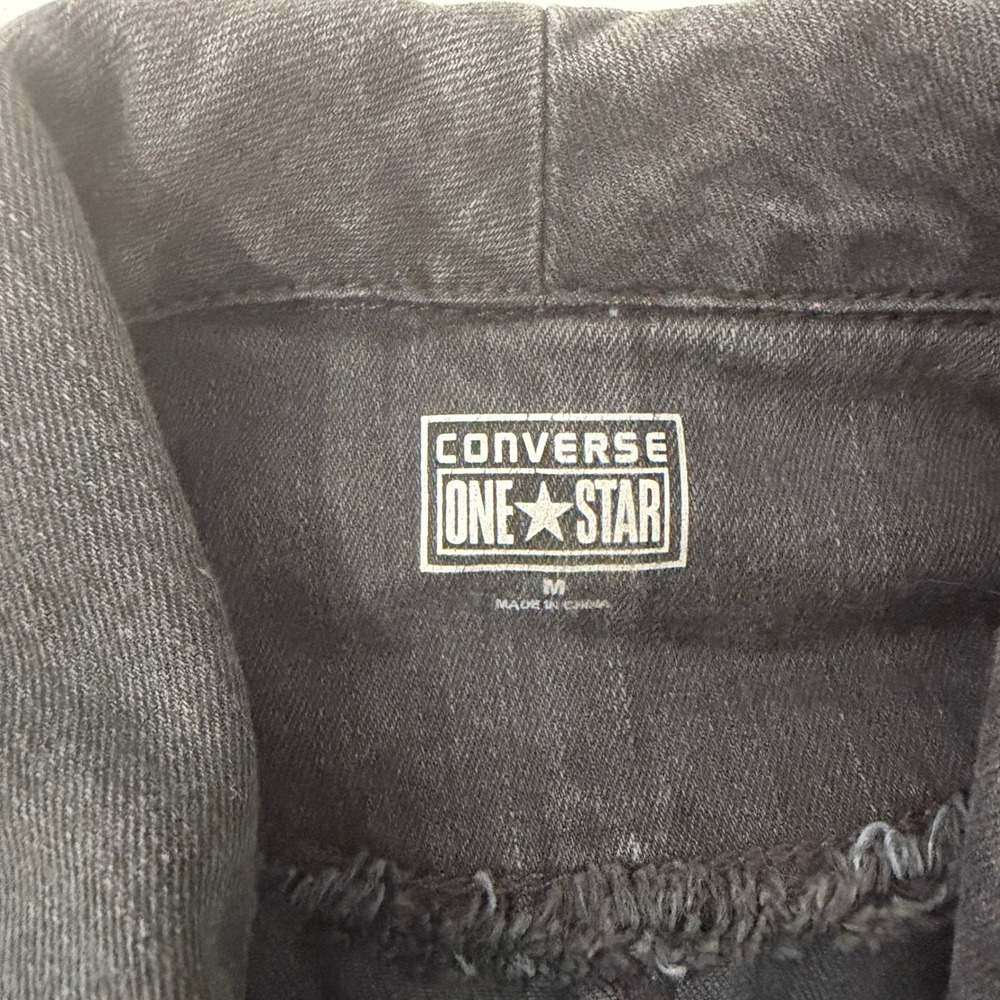 Converse One Star Black Denim Military Jacket Shawl Collar Women Med VN1181300 - Picture 2 of 7